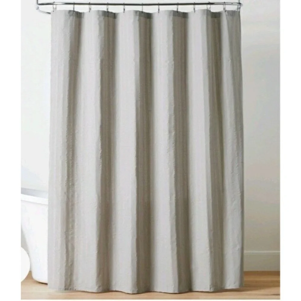 Hearth & Hand Magnolia Shower Curtain Gray Woven Crinkle Stripe Farmhouse 72x72